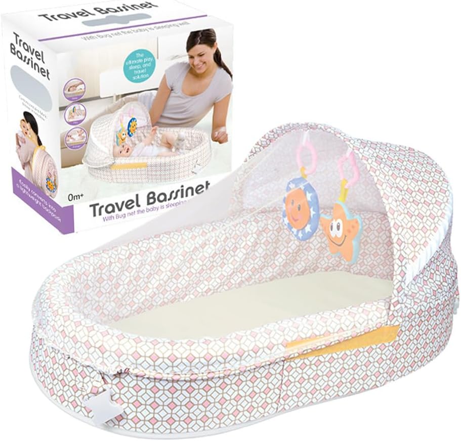 Portable Baby Bed with Mosquito Net, Foldable Infant Crib for Travel & Bedroom