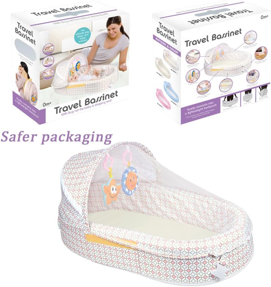 Portable Baby Bed with Mosquito Net, Foldable Infant Crib for Travel & Bedroom