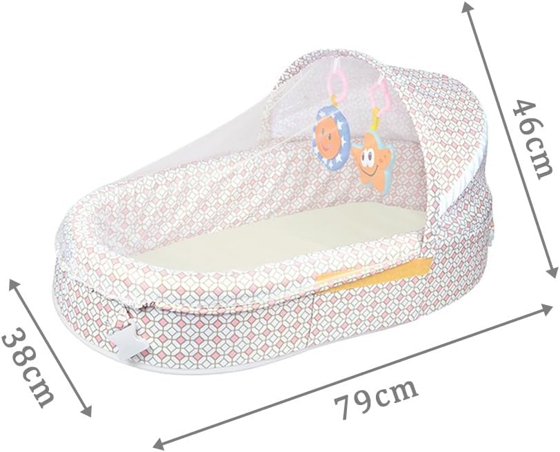 Portable Baby Bed with Mosquito Net, Foldable Infant Crib for Travel & Bedroom