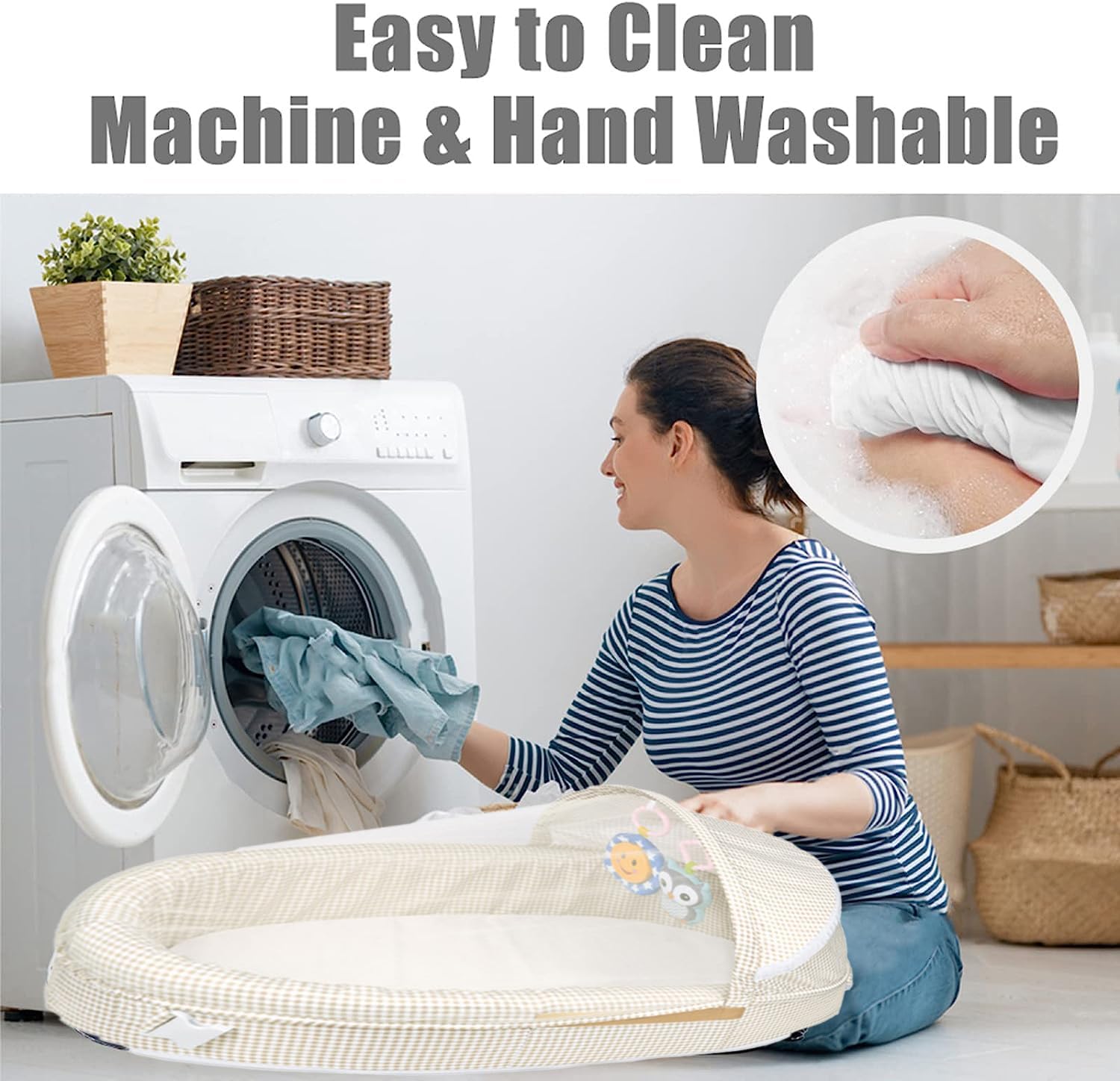 Portable Baby Bed with Mosquito Net, Foldable Infant Crib for Travel & Bedroom
