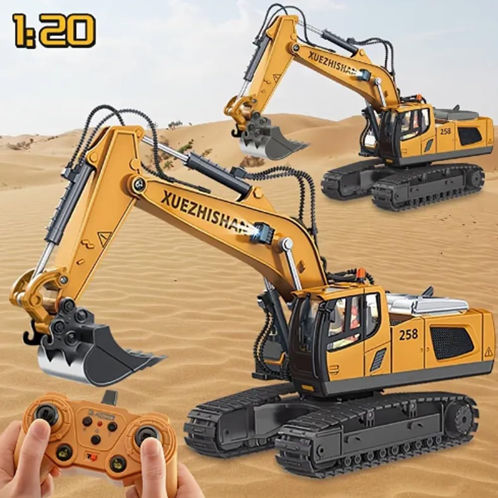 RC Excavator Toy – Diecast Metal Construction Digger for Kids