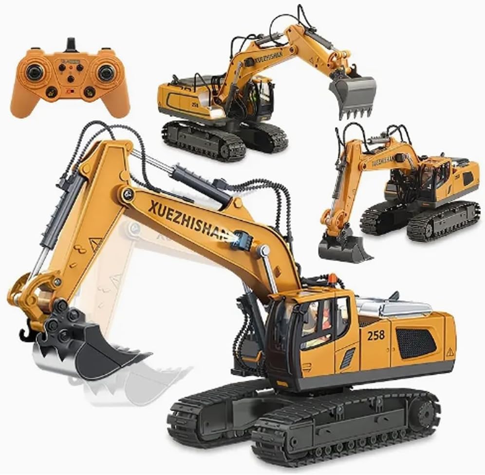 RC Excavator Toy – Diecast Metal Construction Digger for Kids