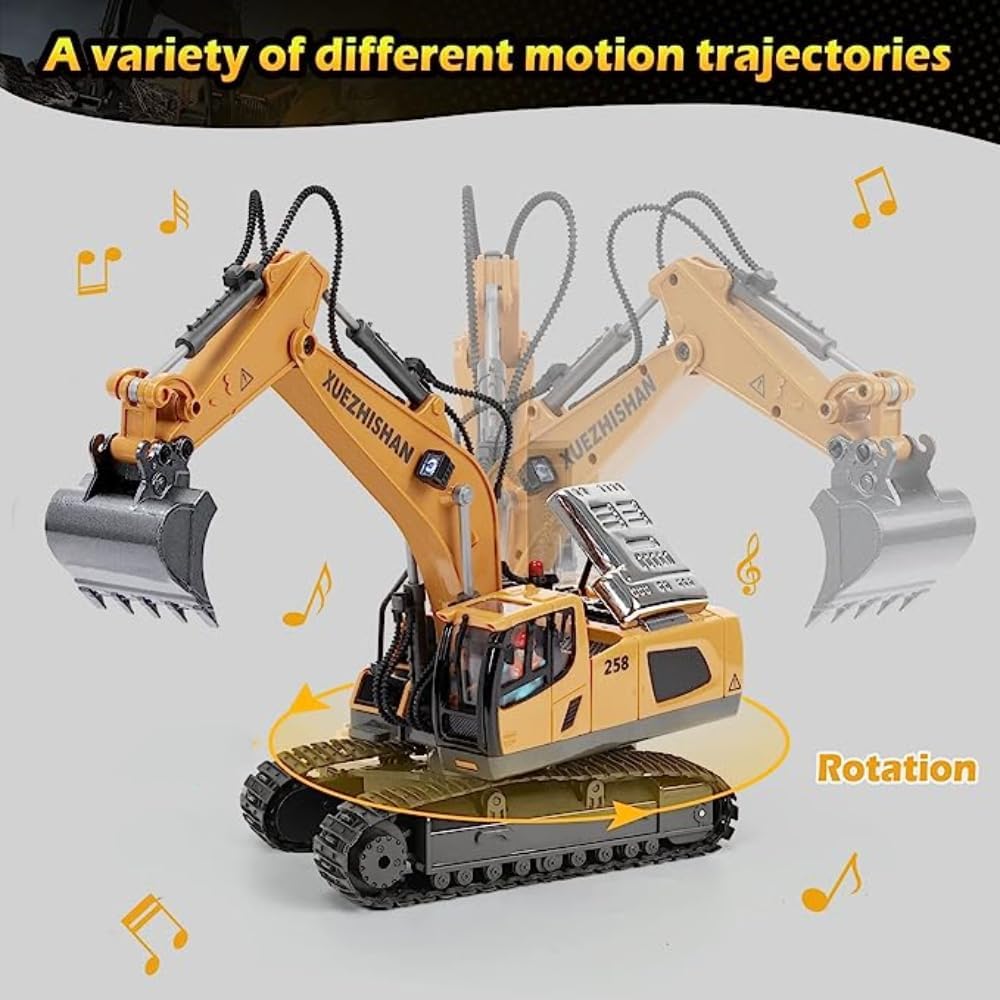 RC Excavator Toy – Diecast Metal Construction Digger for Kids