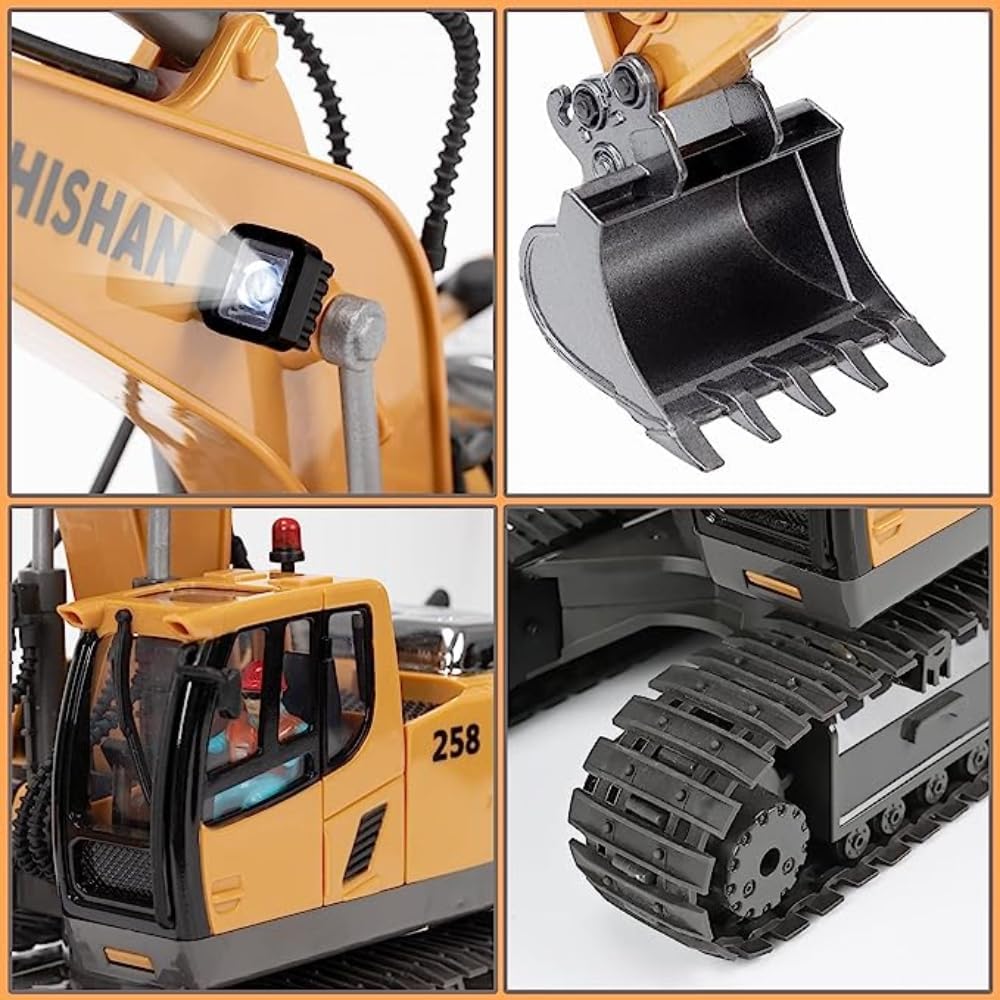 RC Excavator Toy – Diecast Metal Construction Digger for Kids