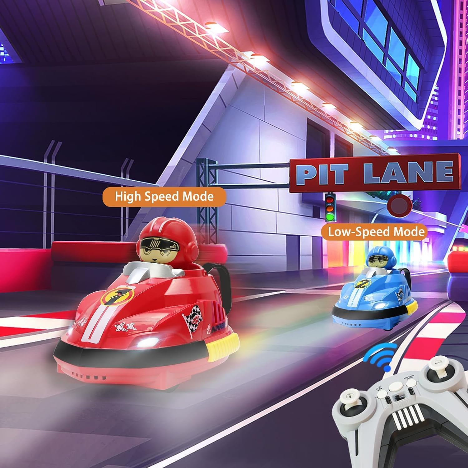 Rage RC Bumper Cars  Head to Head Battle with Ejector Action 2.4 GHz, Red and Blue, Ages 6 and Up