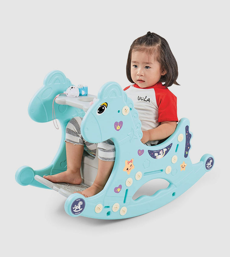 Rocking Horse with Wheel for kids 6 months Plus Blue