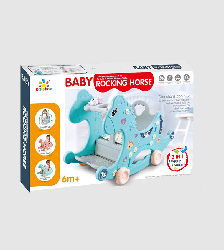 Rocking Horse with Wheel for kids 6 months Plus Blue
