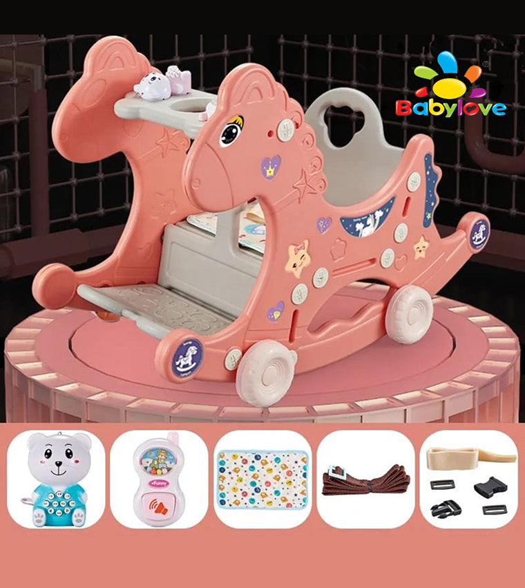Rocking Horse with Wheel for kids 6 months Plus Blue