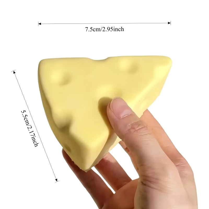 1 Pc Cheese Squishy Stress Relief Toy, Triangle Cheese Squeeze Toy with Real Cheese Scent, Soft Slow Rising Sensory Fidget Toy for Adults & Teens, Novelty Desk Toy & Gift