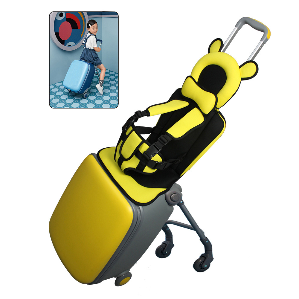 Saicheek Toddler Ride-On Travel Suitcase Baby Car Seat with Safety Rope & Travel Vest Blue