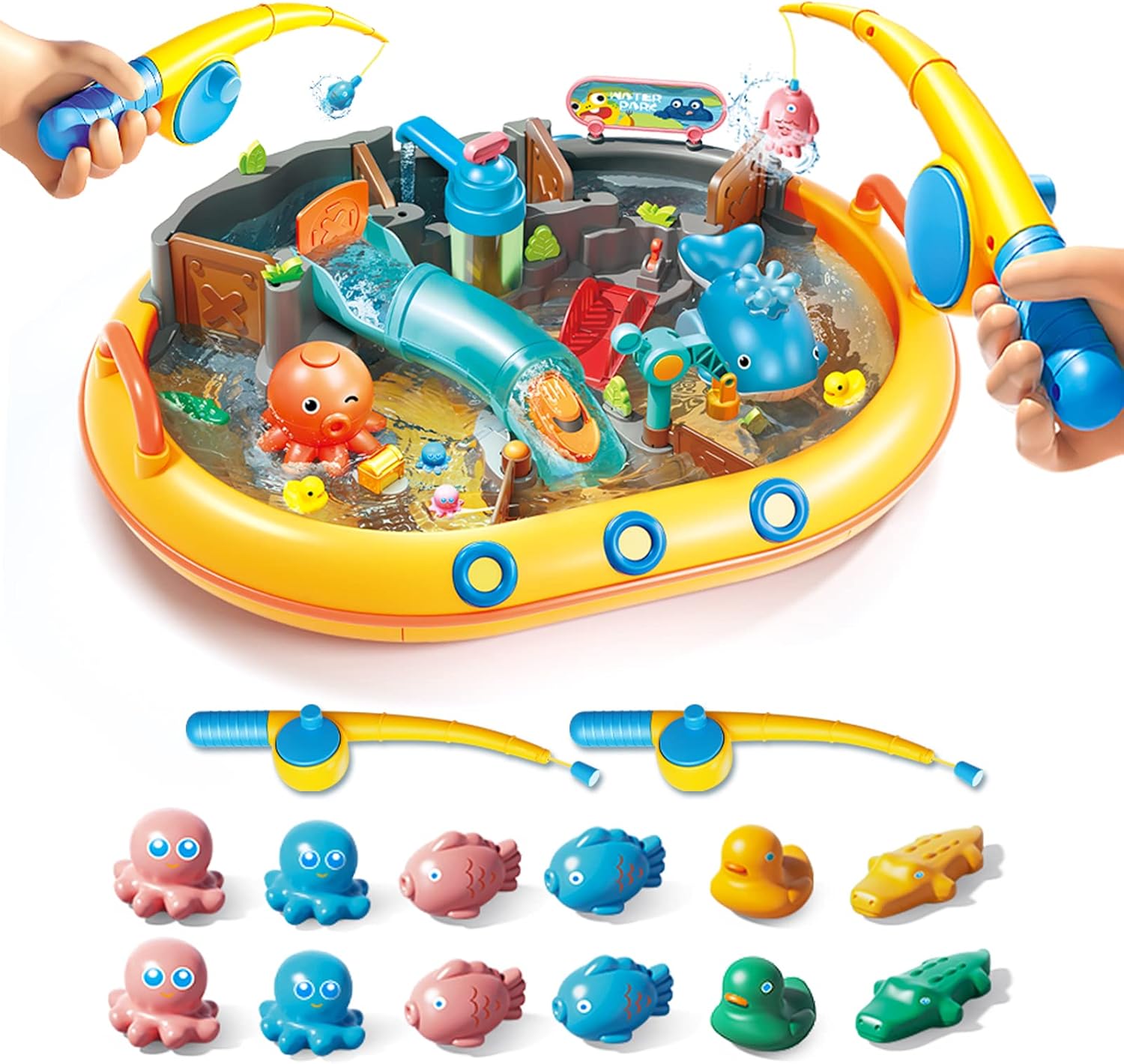 Sethland Splash Water Table with Slide Educational Summer Water & Sand Toy for Kids 3-10