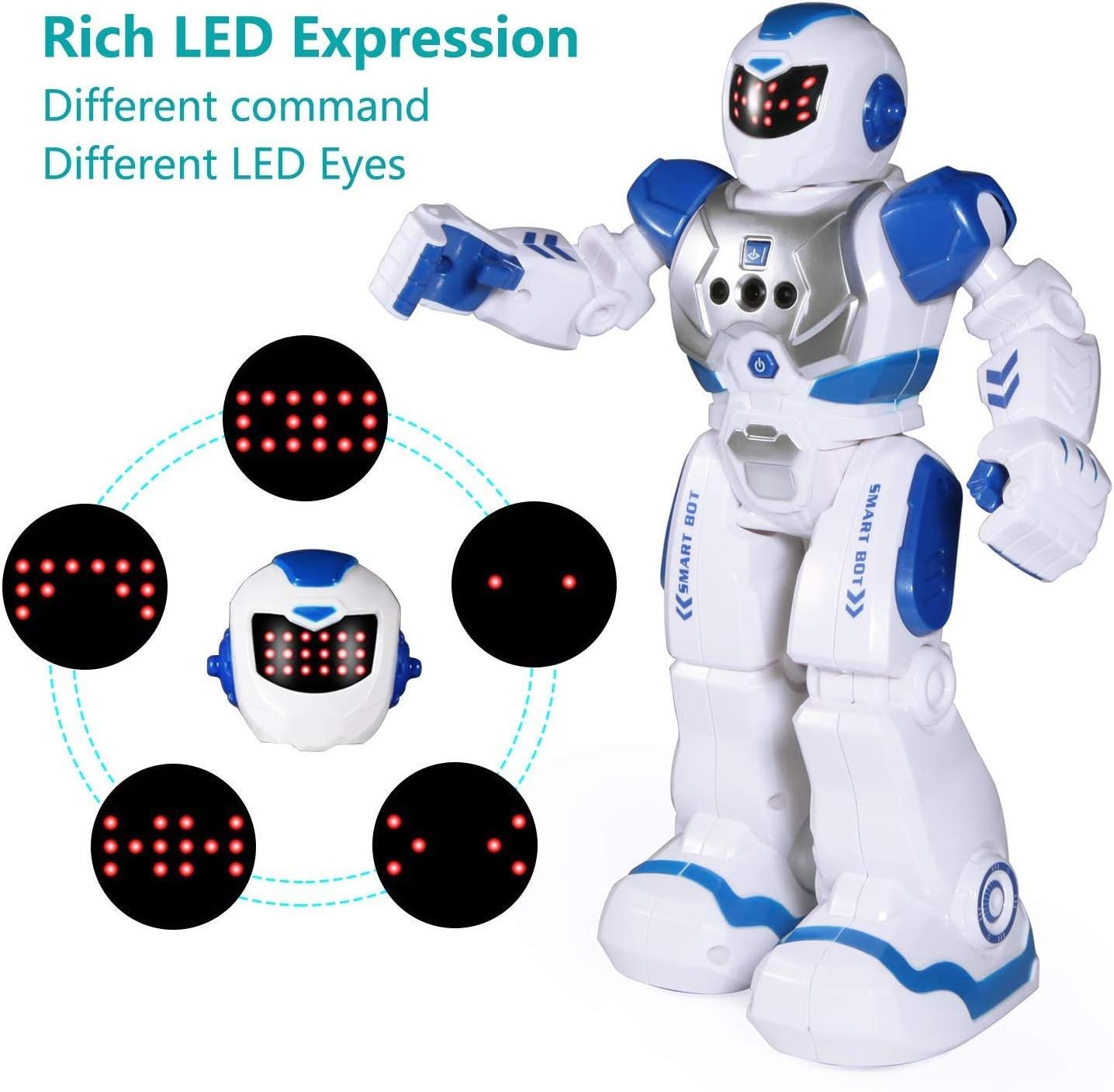 Smart Remote Control Robot for Kids Programmable Educational Toy with LED Light