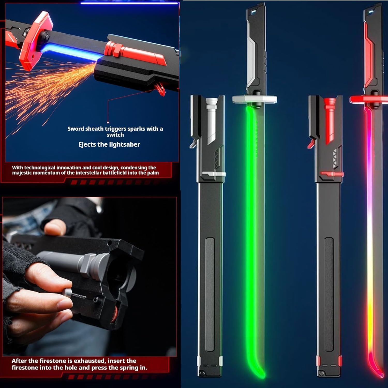 Sparkblade LED Plastic Sword with Smoke, Sparks & Sound, 7-Color Light Up Anime Katana 80 CM