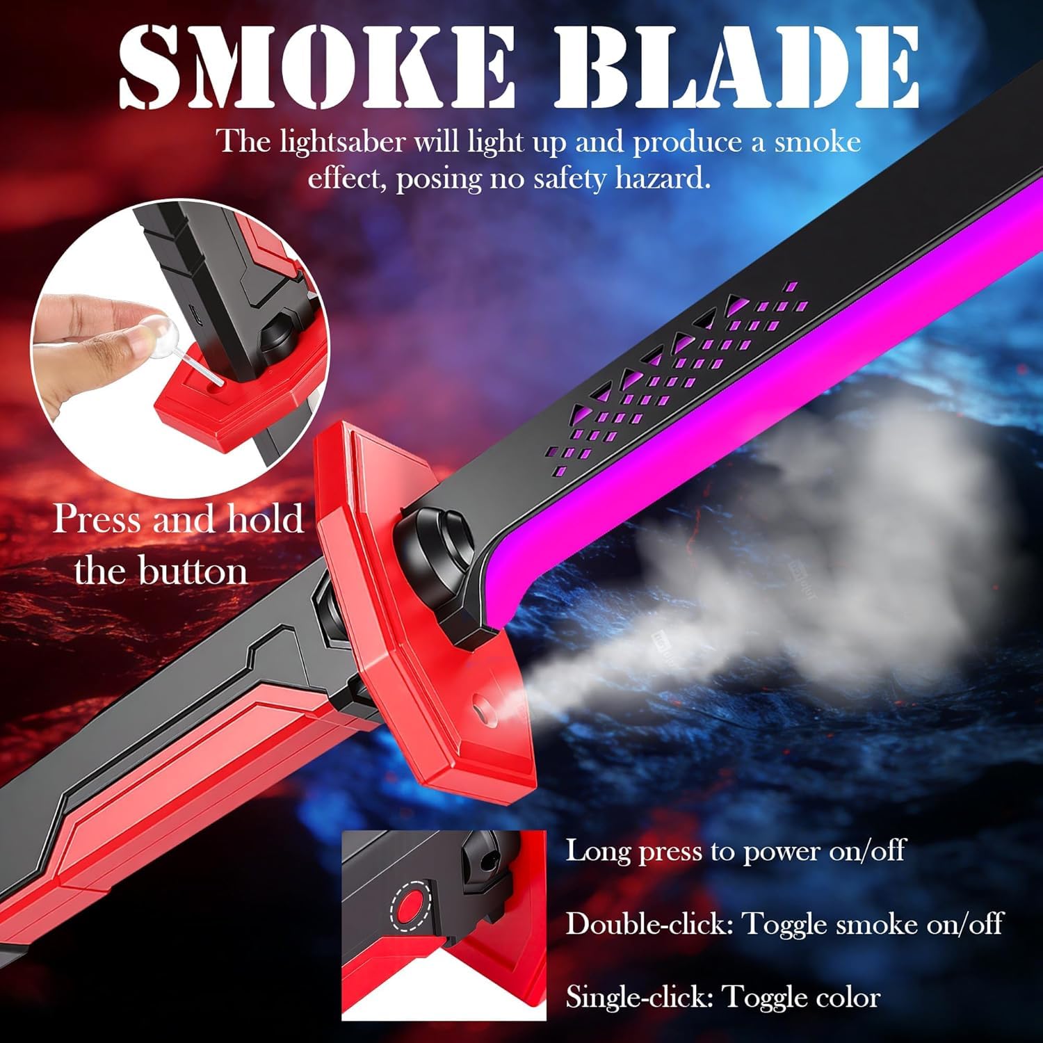 Sparkblade LED Plastic Sword with Smoke, Sparks & Sound, 7-Color Light Up Anime Katana 80 CM