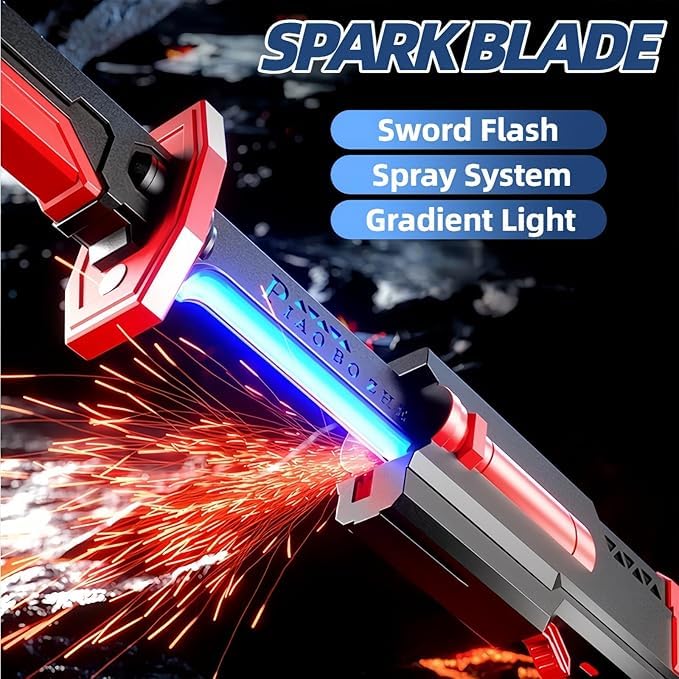 Sparkblade LED Plastic Sword with Smoke, Sparks & Sound, 7-Color Light Up Anime Katana 80 CM