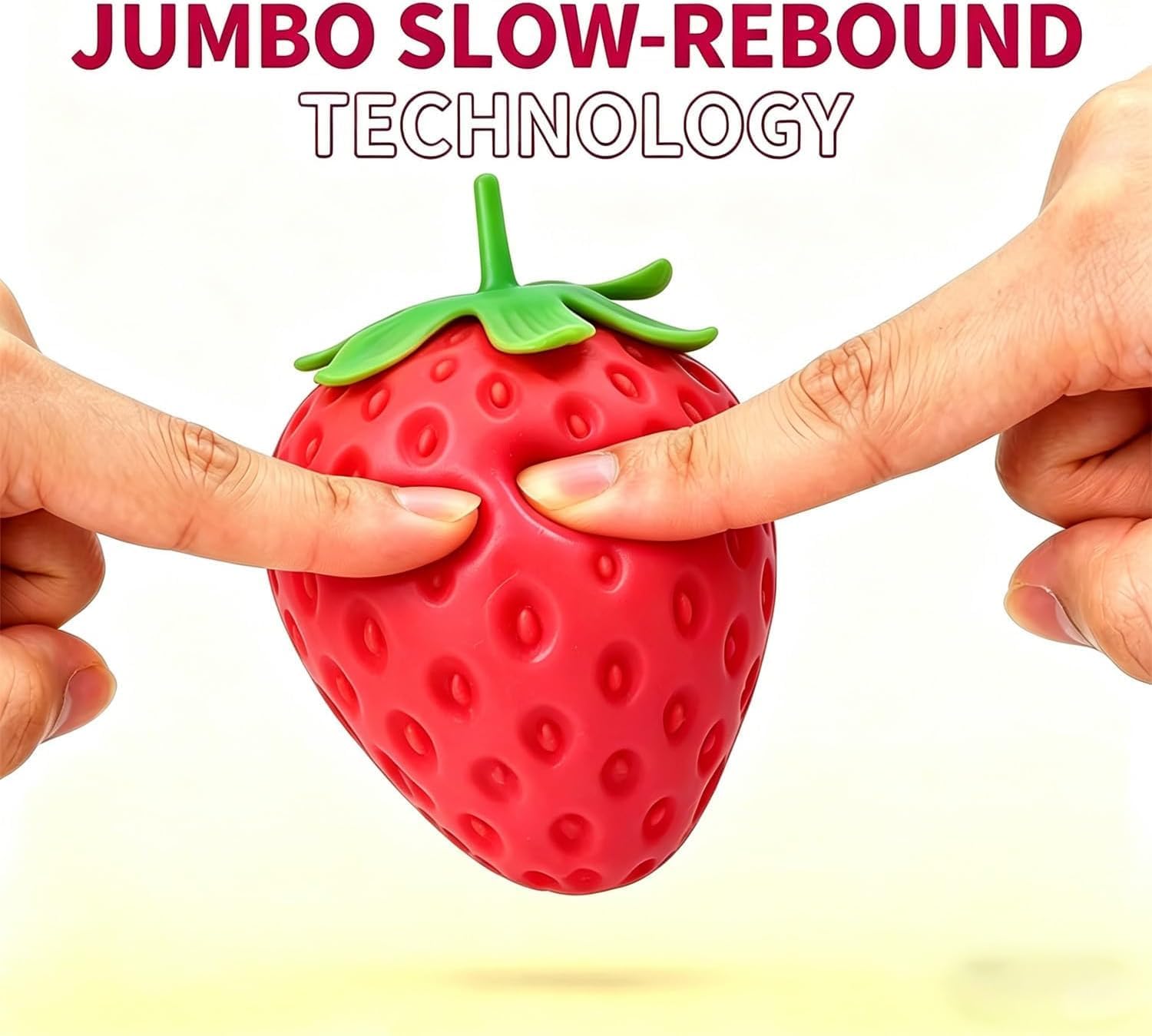 Strawberry Squishy Toy, Realistic Fruit Stress Ball, Soft Slow Rising Squeeze Fidget Toy for Stress Relief, Sensory Desk Toy for Adults & Teens, Party Favor Gift
