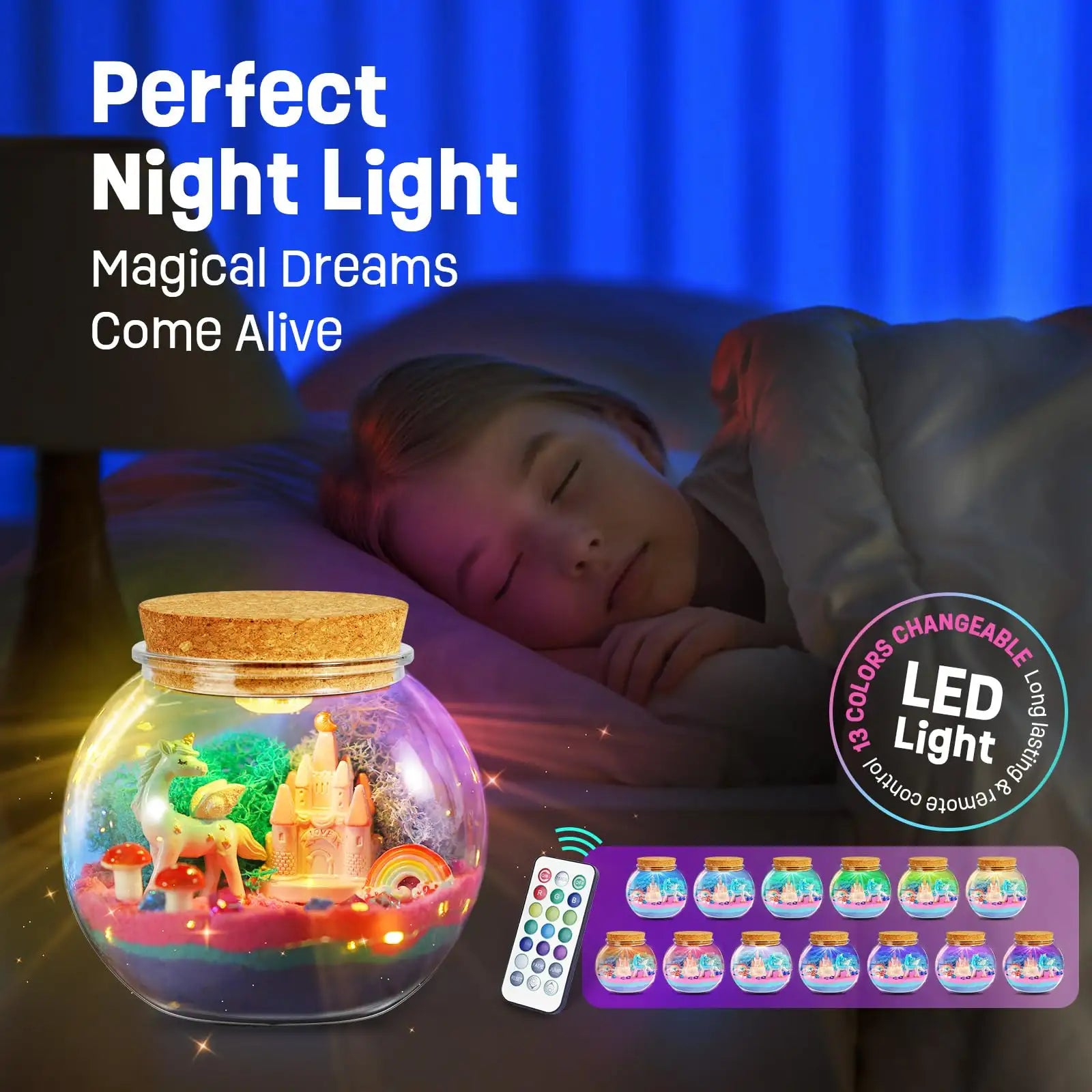 Unicorn Terrarium LED Craft Kit Perfect Birthday Gift for Girls Ages 4-10