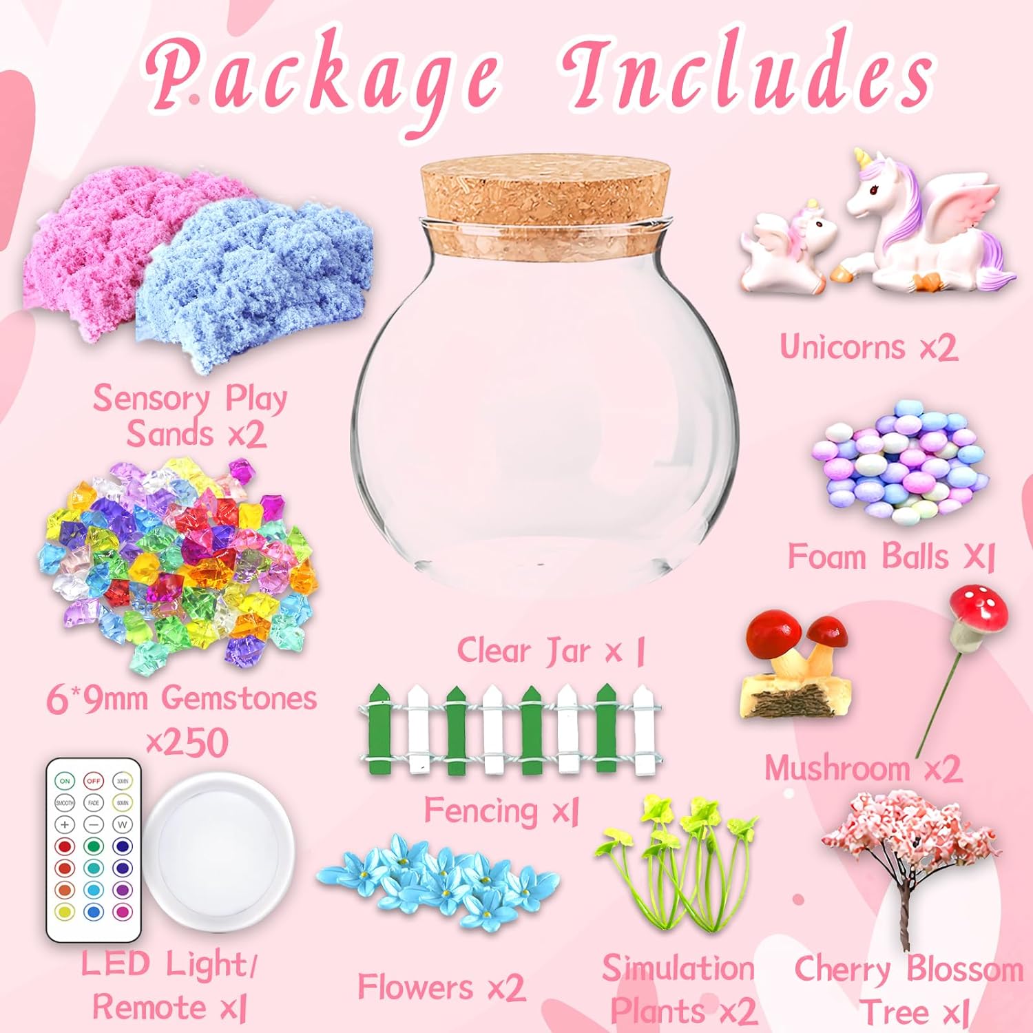 Unicorn Terrarium LED Craft Kit Perfect Birthday Gift for Girls Ages 4-10
