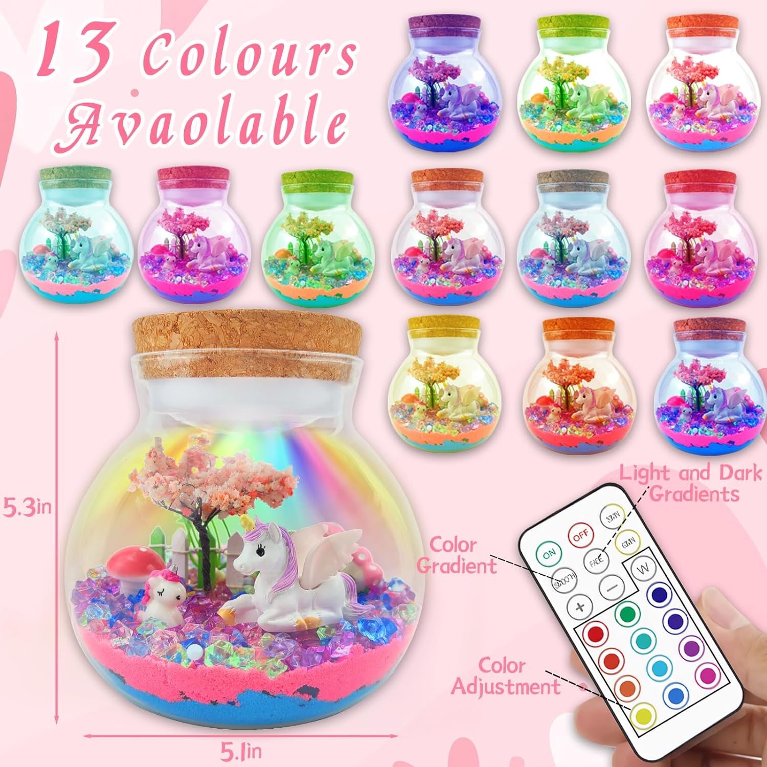 Unicorn Terrarium LED Craft Kit Perfect Birthday Gift for Girls Ages 4-10