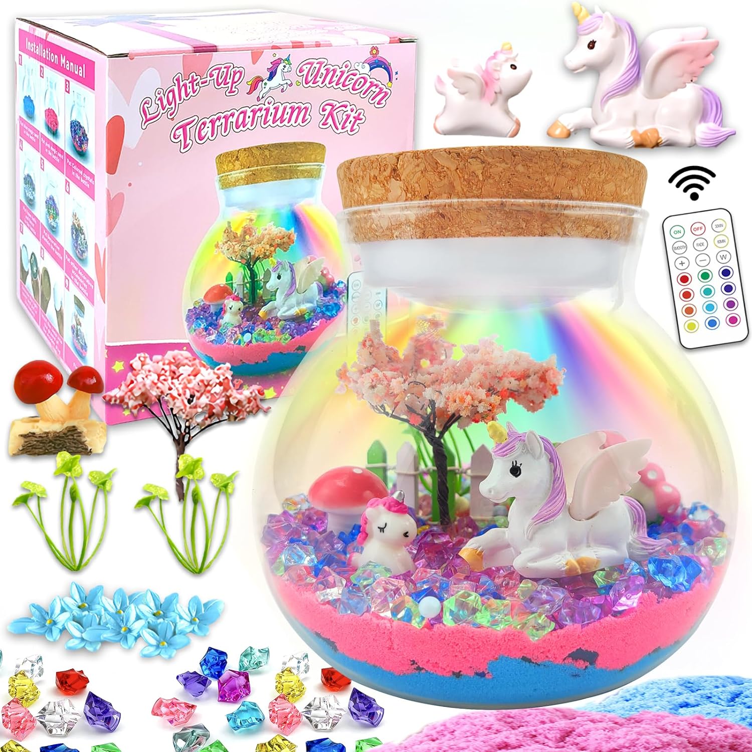 Unicorn Terrarium LED Craft Kit Perfect Birthday Gift for Girls Ages 4-10