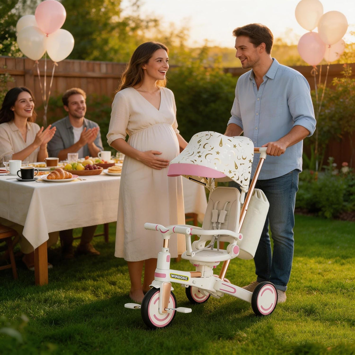 Winhope 9-in-1 Baby Tricycle with Push Handle & Canopy