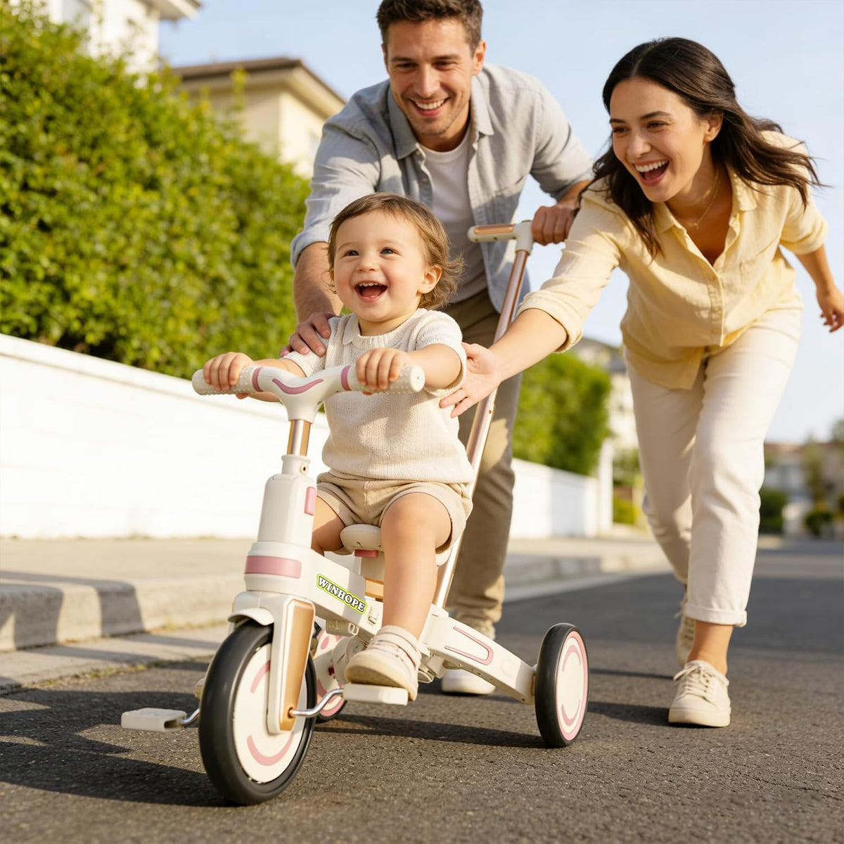 Winhope 9-in-1 Baby Tricycle with Push Handle & Canopy