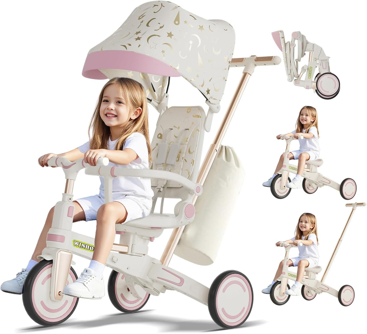 Winhope 9-in-1 Baby Tricycle with Push Handle & Canopy