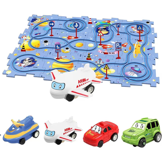 C Type 25-Piece Diy Track Construction Set Electric Puzzle Racer Car