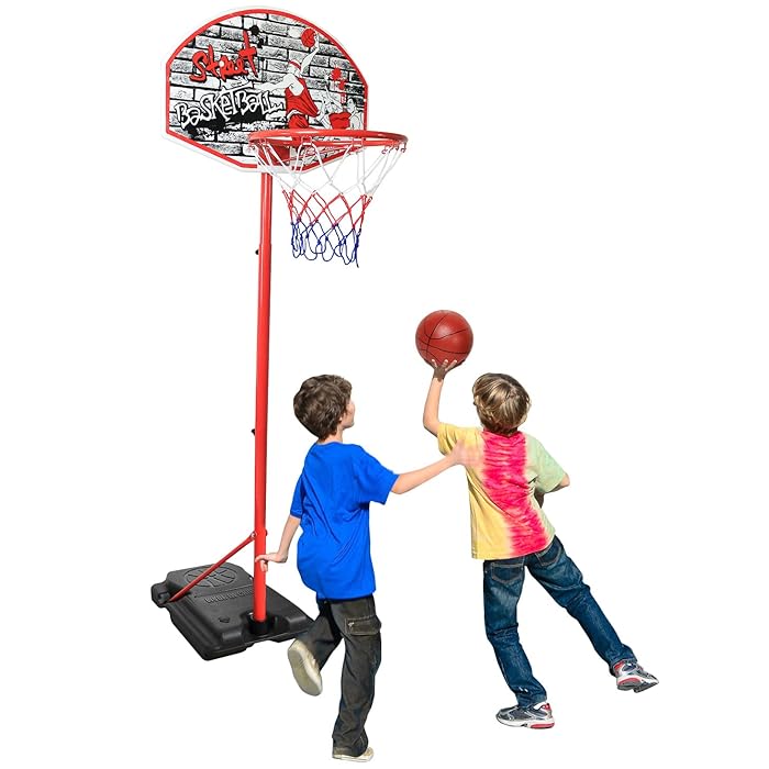 Adjustable Kids Basketball Hoop Indoor & Outdoor Portable with 5.8-8.7 ft Height Range