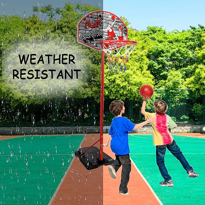Adjustable Kids Basketball Hoop Indoor & Outdoor Portable with 5.8-8.7 ft Height Range
