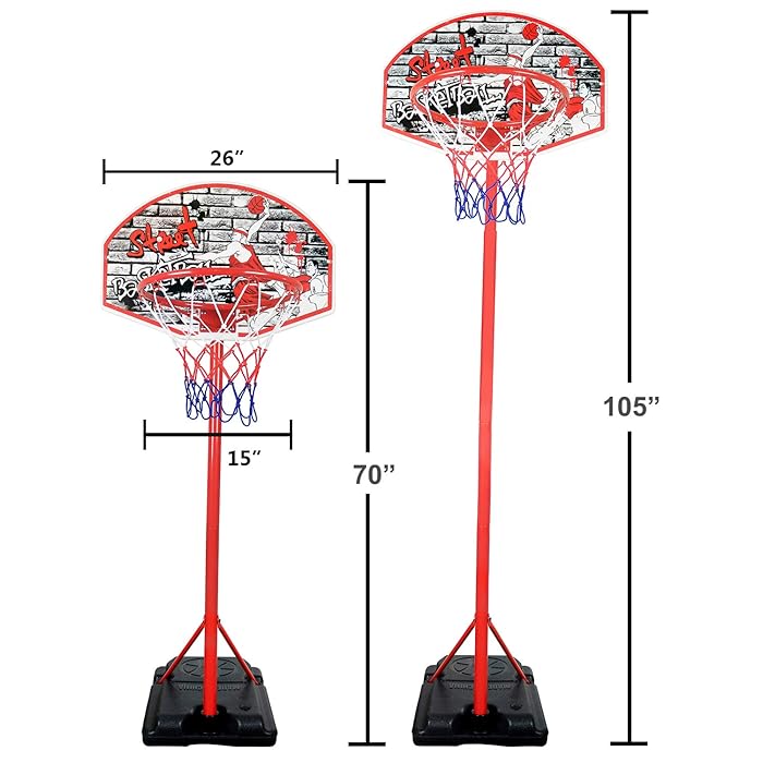 Adjustable Kids Basketball Hoop Indoor & Outdoor Portable with 5.8-8.7 ft Height Range