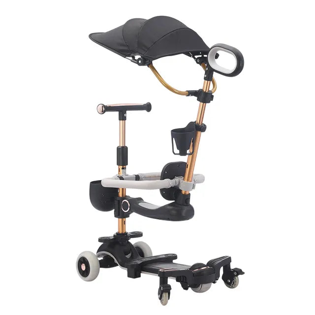 6-in-1 Kids Scooter with Push Handle, Tricycle for Toddlers with Canopy Black
