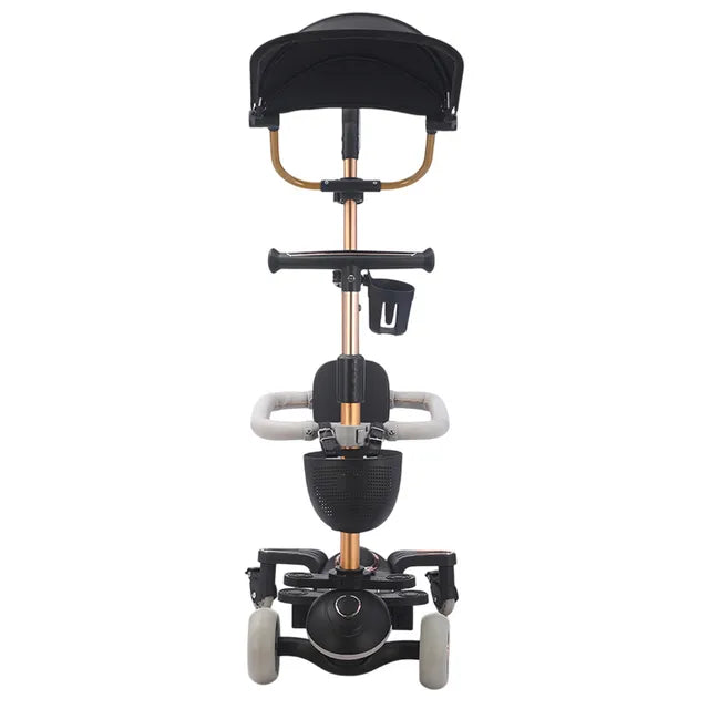 6-in-1 Kids Scooter with Push Handle, Tricycle for Toddlers with Canopy Black