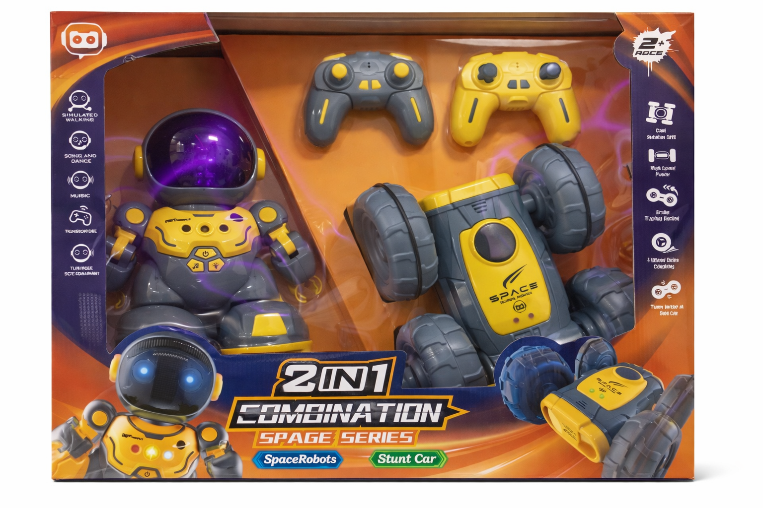 2-In-1 RC Space Robot & Stunt Car – Action Combo Series