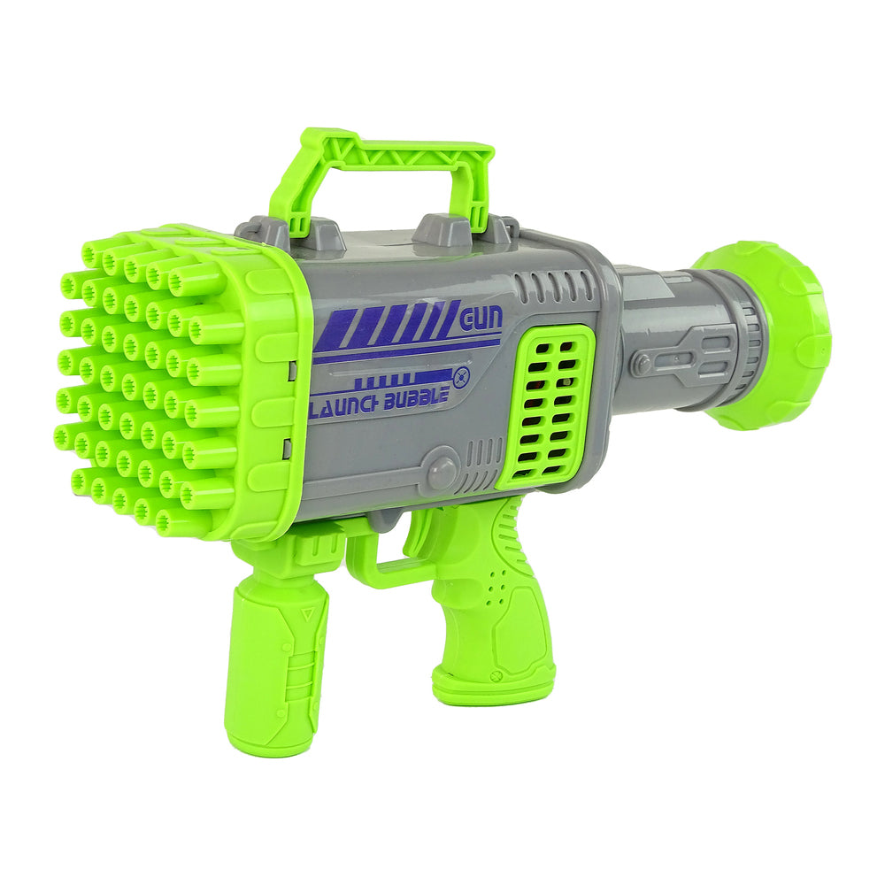 Green Soap Bubble Gun Fun Toy with Bubble Liquid and Container, for Kids 6+, Battery Powered, Portable
