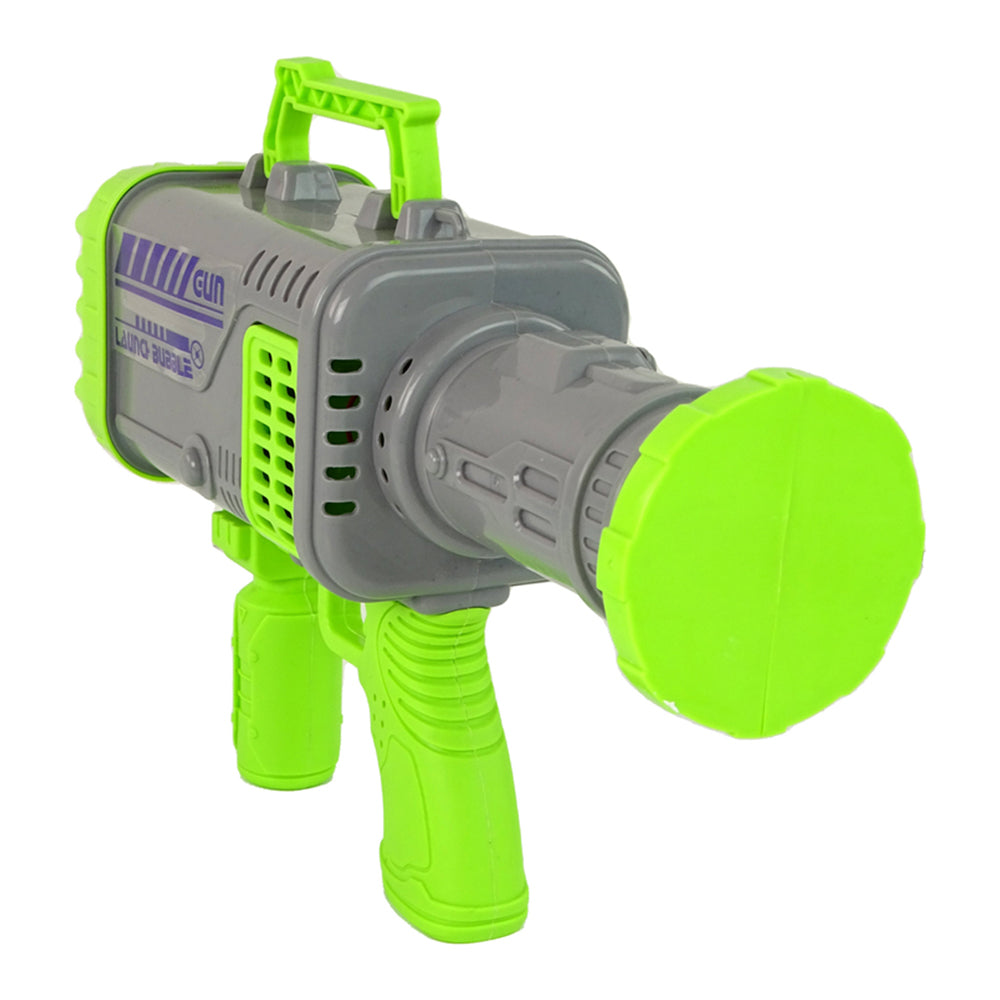 Green Soap Bubble Gun Fun Toy with Bubble Liquid and Container, for Kids 6+, Battery Powered, Portable