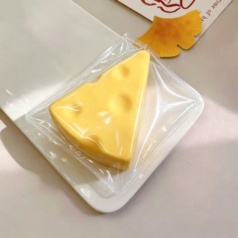 1 Pc Cheese Squishy Stress Relief Toy, Triangle Cheese Squeeze Toy with Real Cheese Scent, Soft Slow Rising Sensory Fidget Toy for Adults & Teens, Novelty Desk Toy & Gift