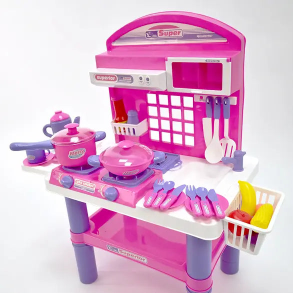 Large Kids Kitchen Set Pretend Cooking Toy for Girls