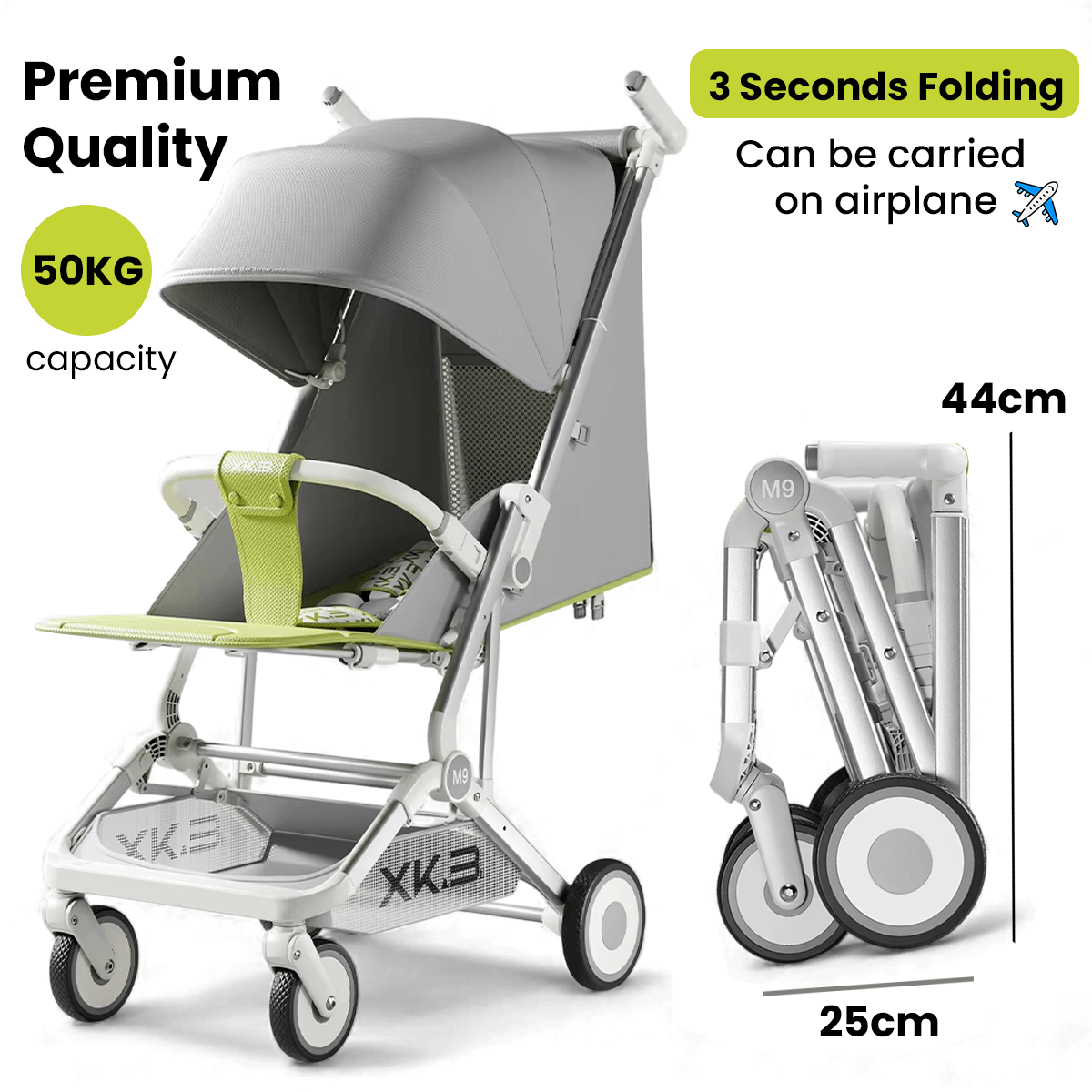 Jollyza Premium Quality Baby Pocket Stroller Safe, Comfortable & Stylish