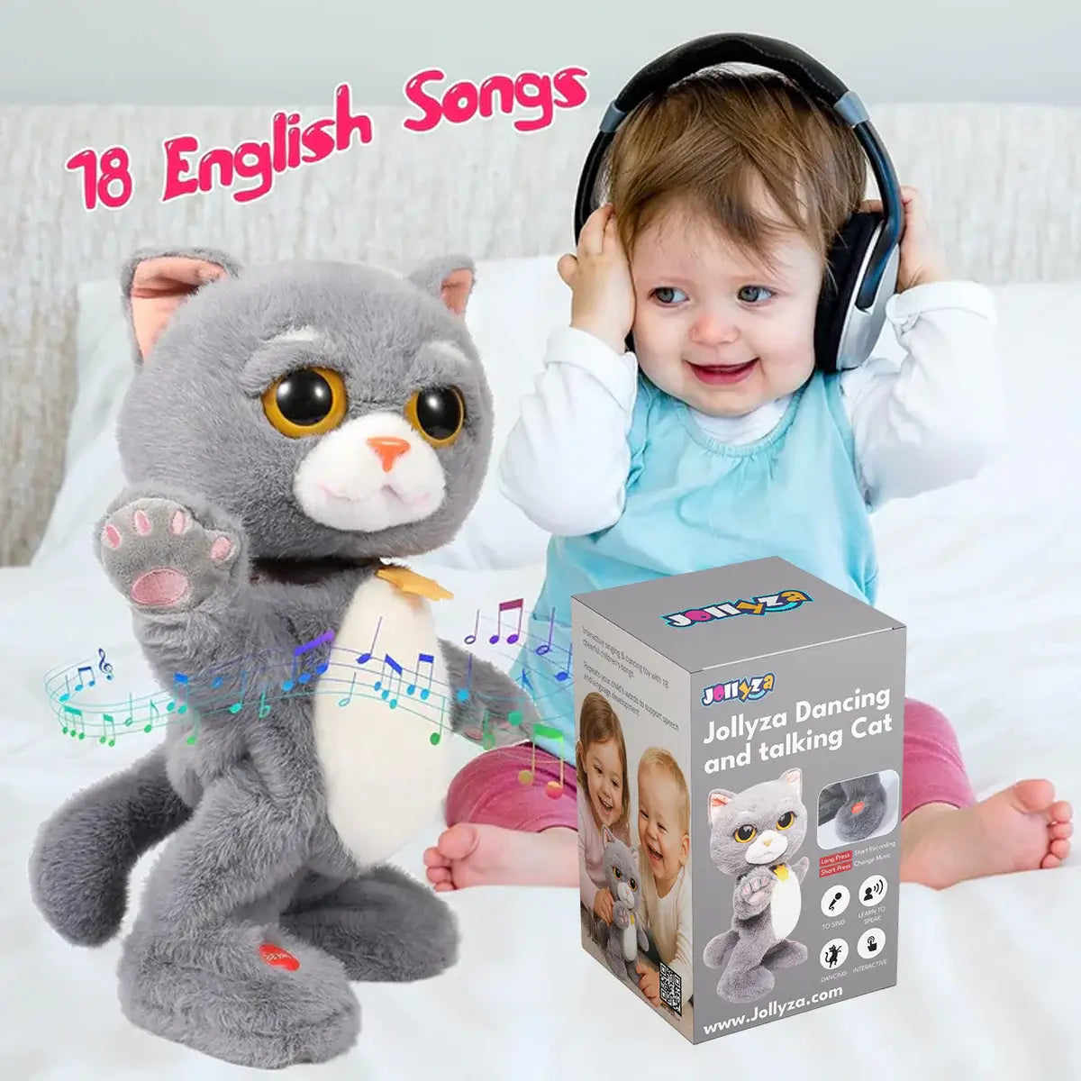 Jollyza® Interactive Singing & Dancing Cat Musical Toy for Babies & Toddlers