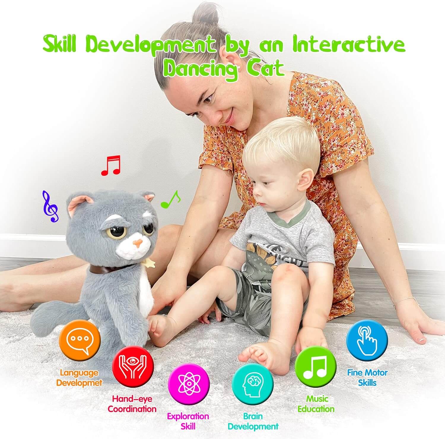 Jollyza® Interactive Singing & Dancing Cat Musical Toy for Babies & Toddlers