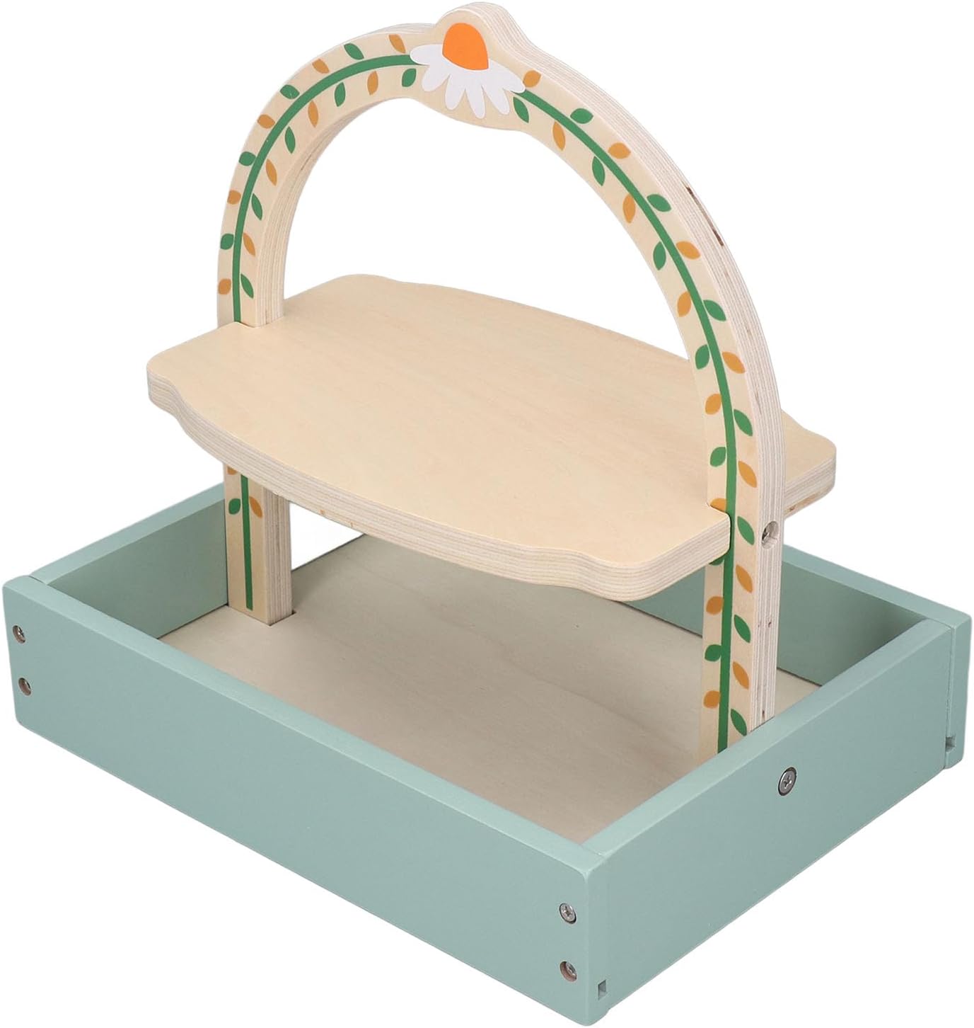 Wooden Tea Party Set with Cupcake Stand & Pretend Food Kids Playset toy for Ages 2-6