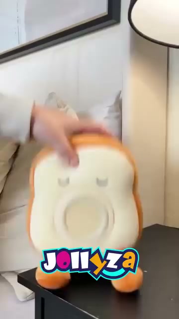 Cute Toast Plush Alarm Clock Rechargeable, Dimmable Night Light for Kids