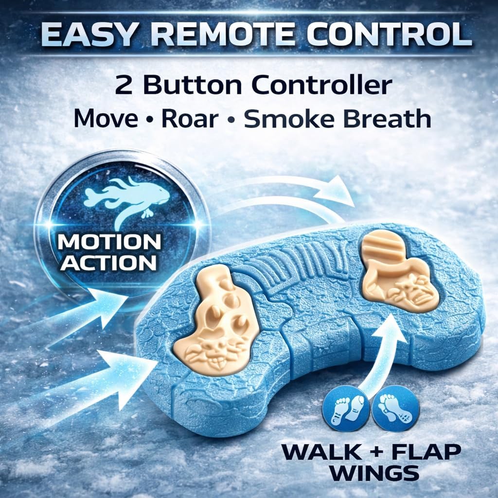 Liberty Imports Dino Planet Remote Control RC Walking Dinosaur Toy with Shaking Head, Light Up Eyes and Sounds (Fire Dragon)